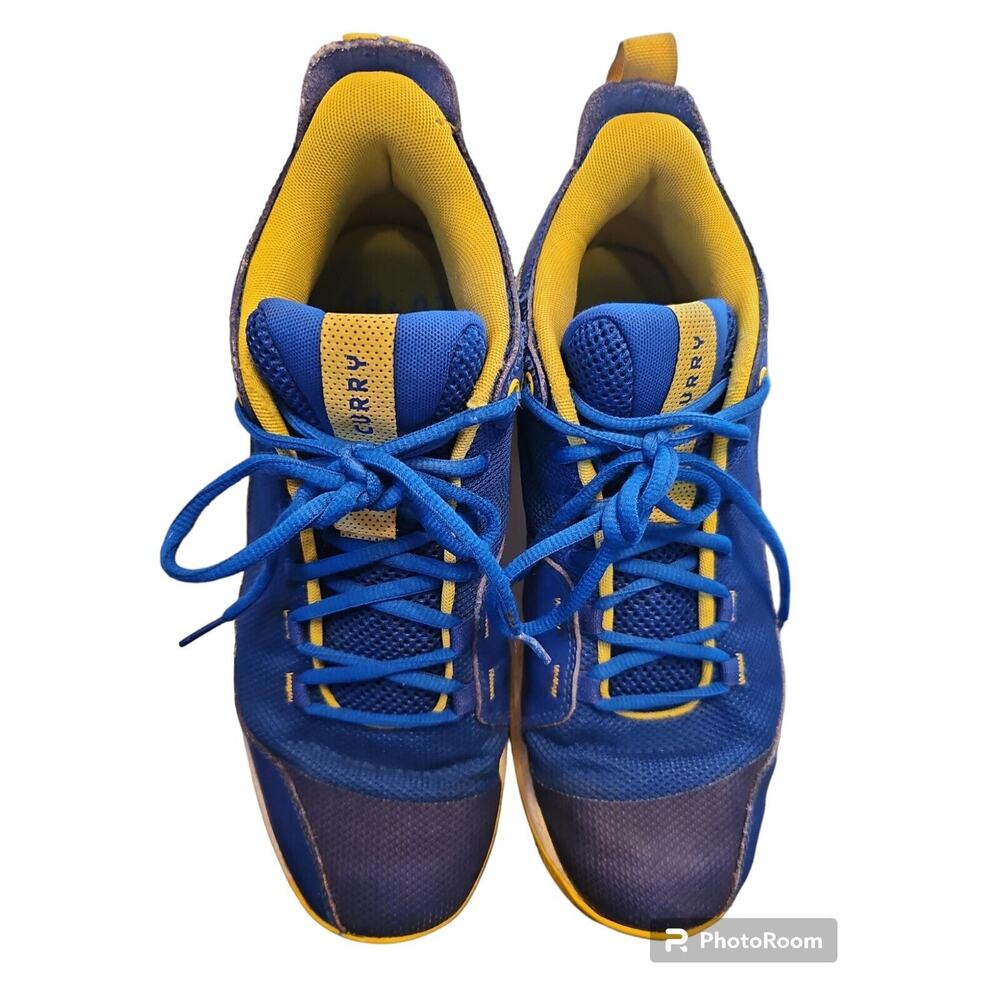Blue and Yellow Steph Curry Shoes Under Amour 11.5